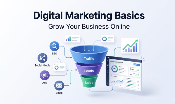 Digital Marketing Basics: How Businesses Grow Online in 2026 (Beginner Guide)